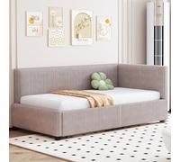 DACHETOU Divano letto imbottito 90 x 200 cm, con 2 grandi cassetti e rete a doghe, tessuto di velluto delicato sulla pelle, grigio senza materasso