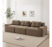 DACHETOU Divano modulare cloud 3 posti, marrone, divano ad angolo modulare oversize, comodo corduroy cloud, sedile basso per soggiorno, senza montaggio