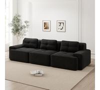 DACHETOU Divano modulare cloud 3 posti, nero, divano ad angolo modulare oversize, comodo corduroy cloud, sedile basso per soggiorno, senza montaggio