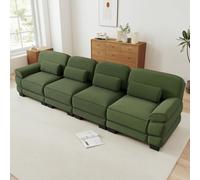 DACHETOU Divano modulare comodo e delicato sulla pelle, verde, extra large, 4 posti, con comodo cuscino lombare, ideale per il soggiorno, con raccordi per una struttura stabile
