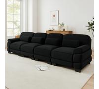 DACHETOU Divano modulare confortevole e delicato sulla pelle, nero, extra large, 4 posti, con comodo cuscino lombare, ideale per il soggiorno, con raccordi per una struttura stabile