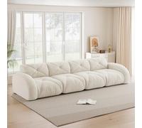 DACHETOU Divano senza cornice, extra grande divano modulare a quattro posti, comodo tessuto di ciniglia, adatto per il soggiorno, design antiscivolo, nessun montaggio richiesto, bianco