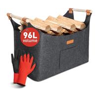 Dachiy Borsa In Feltro Per Legna Da Ardere 40 X 40 X 60 Cm 96l, Cestino In Legno Di Feltro,Per Lo Stoccaggio Della Legna Da Ardere In Interni (confezionamento sottovuoto)