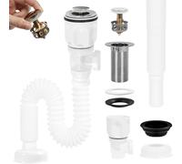 Dachiy Tubo Di Scarico Flessibile, Sifone Per Lavandino, Diametro: 32 mm, Guarnizione Dell'odore Per Lavabo, Non Sono Necessari Strumenti Per Il Montaggio, Allungabile Da 230-800 Mm