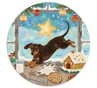 Dachshund 1000 Pezzi Di Puzzle Rotondo Creativo Christmas for Pet Dogs Giocattolo Difficile E Impossibile Per Famiglia 1000pcs (67.5x67.5cm)