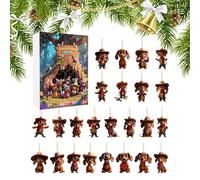 Dachshund - 24 Day Ornament Countdown 2025 | 2D Acrylic Dog Charm Collection, Canine Themed Seasonal Display, Pet Lover Holiday System For Christmas Tree Window Wall Decoration