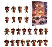 Dachshund - 24 Day Ornament Countdown 2025 | 2D Acrylic Dog Charm Collection, Canine Themed Seasonal Display, Pet Lover Holiday System For Christmas Tree Window Wall Decoration