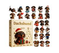 Dachshund Advent,2D Flat Acrylic Collectible Cute Christmas Dog Pendant - Funny Dog Pendants Christmas | Dachshund Ornaments Countdown Calendar,for Kids Teen Family Friends Lovers