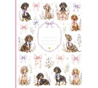 Dachshund and Bows Composition Notebook: 120 Wide Ruled Pages for School, Journaling, Gifts, or Everyday Life: Pink and Purple Coquette Style Journal for Weenie Dog Lovers