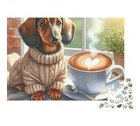 Dachshund Carino con Caffè 70x50cm/1000pcs