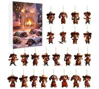 Dachshund Christmas Calendar Advent, 2D Acrylic Dog Charm For Vacation Christmas, 24 Days Dachshund Ornaments Countdown Calendar 2025, Tree Window Wall Door Car Rearview Mirror Backpack Decor