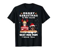 Dachshund Christmas To The World Best Dog Mom Funny Xmas Maglietta