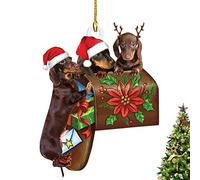 Dachshund Christmas Tree Decorations - 2D Acrylic Dog Ornament | Sausage Dog Holiday Decor | Charming Dachshund Decoration for Christmas Dog Lovers' Home Decor