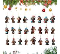 Dachshund countdown calendar - Christmas Dachshund Ornament Calendar | 2D 24 Pezzi Christmas Countdown Ornaments | Home Decor for Office Dormitory | 2025 Chriistmas Dachshunds Advent Calendars