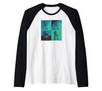 Dachshund-Dog Pop-Art Suonatore di Banjo Country-Music Banjo Maglia con Maniche Raglan