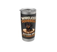 Dachshund Dog Wireless Doorbell Sitting On Its Charger Bicchiere termico in acciaio inox doppia parete