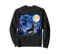 Dachshund Howling at The Moon Night Sky Dog Art Felpa