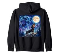 Dachshund Howling at The Moon Night Sky Dog Art Felpa con Cappuccio
