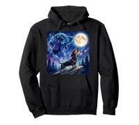Dachshund Howling at The Moon Night Sky Dog Art Felpa con Cappuccio