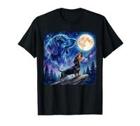 Dachshund Howling at The Moon Night Sky Dog Art Maglietta