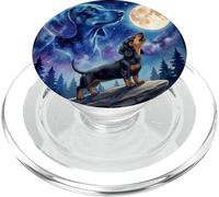 Dachshund Howling at the Moon Night Sky Dog Art PopSockets PopGrip per MagSafe