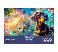 Dachshund in Magical Castle Landscape Puzzle Da 1000 Pezzi Cute Pet Dog Ideale Per Il Piacere Familiare, Adulti E Bambini 52x38cm/1000pcs