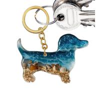 Dachshund Key Chain - Acrylic 6x4cm | Bag Charm Dog with Sea Design with Card, Cute Ornament Pendant - Dog Bag Charm for Backpack Handbag Accessory, Schools, Outdoor Travel, Gift