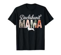 Dachshund Mama Leopard Print Dog Lover Retro Style Maglietta
