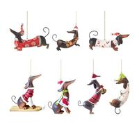 Dachshund Ornament,Decorazione natalizia acrilica 2D bassotto 7 pezzi | Decorazione statuetta animale per negozio festa parete finestra | per interni auto parete finestra negozio festa festa festival
