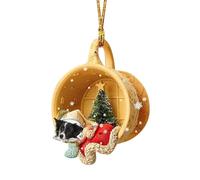 DACHSHUND ORNNEGGIO DI NATALE - FIGURINA DEL CANE ACRILICO CINETTO, ciondolo per alberi festosi, adorabile mantello per animali domestici | Display per le vacanze per la decorazione di feste stagional