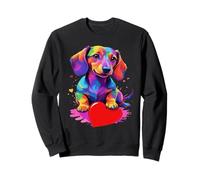 Dachshund Shirt - Colorful Dachshund Heart Graphic Felpa