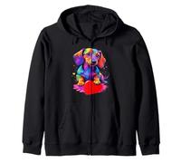 Dachshund Shirt - Colorful Dachshund Heart Graphic Felpa con Cappuccio