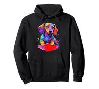 Dachshund Shirt - Colorful Dachshund Heart Graphic Felpa con Cappuccio
