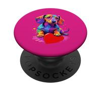 Dachshund Shirt - Colorful Dachshund Heart Graphic PopSockets PopGrip Adesivo