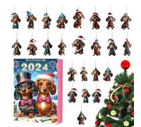 Dackel Adventskalender Hunde - Acryl Hunde-Adventskalender Mit 24 Anhängern | Weihnachts Countdown Kalender Für Hundebesitzer, Familie & Kinder | Flacher 2D Deko Geschenk