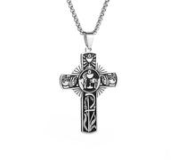 DACKLOONG Collana con ciondolo a forma di croce sacra ostensoriale, per donne e uomini, in acciaio inossidabile, gioiello religioso, amuleto per chiesa, amuleto, cuore sacro, accessorio con confezione