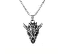 DACKLOONG Collana con ciondolo a forma di teschio di toro gotico, stile vintage, punk rock, amuleto da uomo
