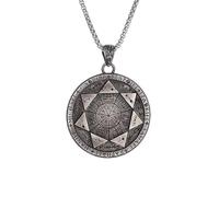 DACKLOONG Collana con ciondolo rotondo a forma di disco con sigillo dei sette Arcangeli, per uomini e donne, stile retrò, amuleto magico quadrato, protezione religiosa, con confezione regalo bianca di