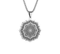 DACKLOONG Collana da donna con ciondolo a forma di fiore mandala, in acciaio inossidabile, gioiello per meditazione yoga e meditazione, simbolo sacro geometrico, ciondolo zen spirituale con confezione