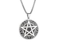 DACKLOONG Collana da uomo con ciondolo a forma di scudo dell'Arcangelo San Michele, in acciaio inossidabile, amuleto per protezione religiosa, stile retrò, con scatola regalo bianca inclusa