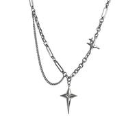 DACKLOONG Collana minimalista con ciondolo a forma di stella e croce, per uomo e donna, stile gotico, hip hop, amuleto
