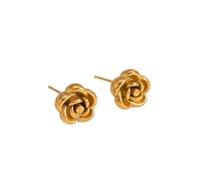 DACKLOONG Set di collana e orecchini a perno in acciaio inossidabile con fiore e orecchini a lobo placcati in oro francese retrò floreale per donne design di nicchia accessorio alla moda con