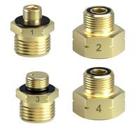 DACKZZM Adaptor for EU Gas Cylinders to German Devices, Set of 4 Brass Adapters for German Connection Pressure Regulators