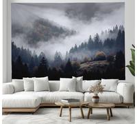DACRWEKZ 150x200cm Arazzo foresta nebulosa Camera Tappezzerie Scenario naturale Arte muraria Giapponese Pittura, Blu scuro