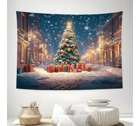 DACRWEKZ Arazzo da Parete Tapisserie, Parete Sospesa Albero di Natale di strada,Paesaggio invernale, Arte Decorativa Stampata per Soggiorno Camera da Letto, 180x230cm