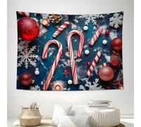 DACRWEKZ Arazzo da Parete Tapisserie, Parete Sospesa Bastoncini di zucchero a forma di stella,sfondo natalizio, Arte Decorativa Stampata per Soggiorno Camera da Letto, 100x150cm