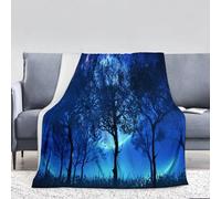 DACRWEKZ Coperta In Flanella Con Scena Notturna Nella Foresta, Coperta Da Letto Calda E Accogliente, Anti-Pilling, Morbida, Per Tutte Le Stagioni, Con Ombre Di Alberi, 90 X 90 Pollici
