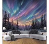 DACRWEKZ Murales da Parete Foto 3D Meraviglie naturali Foresta dell'aurora boreale, Stampa Artistica Premium per Decorazione di Soggiorno, Camera Bambino e Interni della Casa - 350x256cm - blu-viola