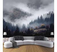 DACRWEKZ Panorama naturale Murales da Parete 3D 350x256cm, Foto Stampa da Parete, Design Moderno per Camera da Letto, Camera Bambino e Soggiorno - Bianco nebbia della foresta