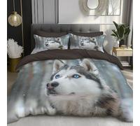 DACRWEKZ Set Copripiumino Animali fantastici Montagna innevata degli husky Parure Copripiumino Una Piazza e Mezza 135x200cm con 1 Federa 50x75 cm Completo Sacco Parure Letto In bianco e nero
